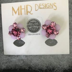 Pageant MHR Pink Flower Earrings